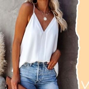 FOROLAV NWT Cream Crepe Racerback Tank